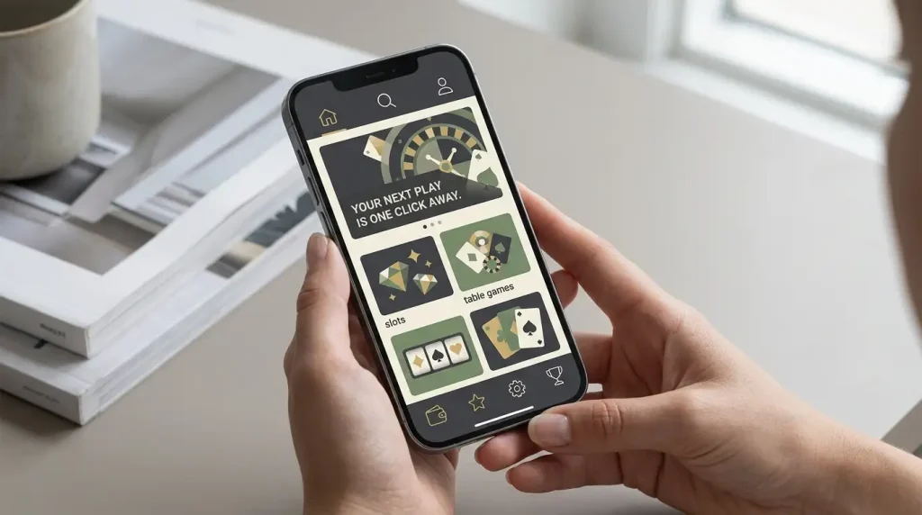 Neutral illustration of a responsive casino website on a smartphone